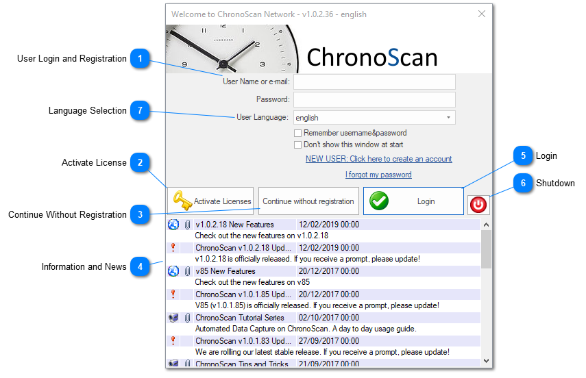 3.5.1. ChronoScan Welcome Screen