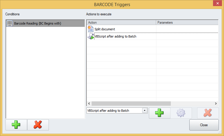 Barcode actions