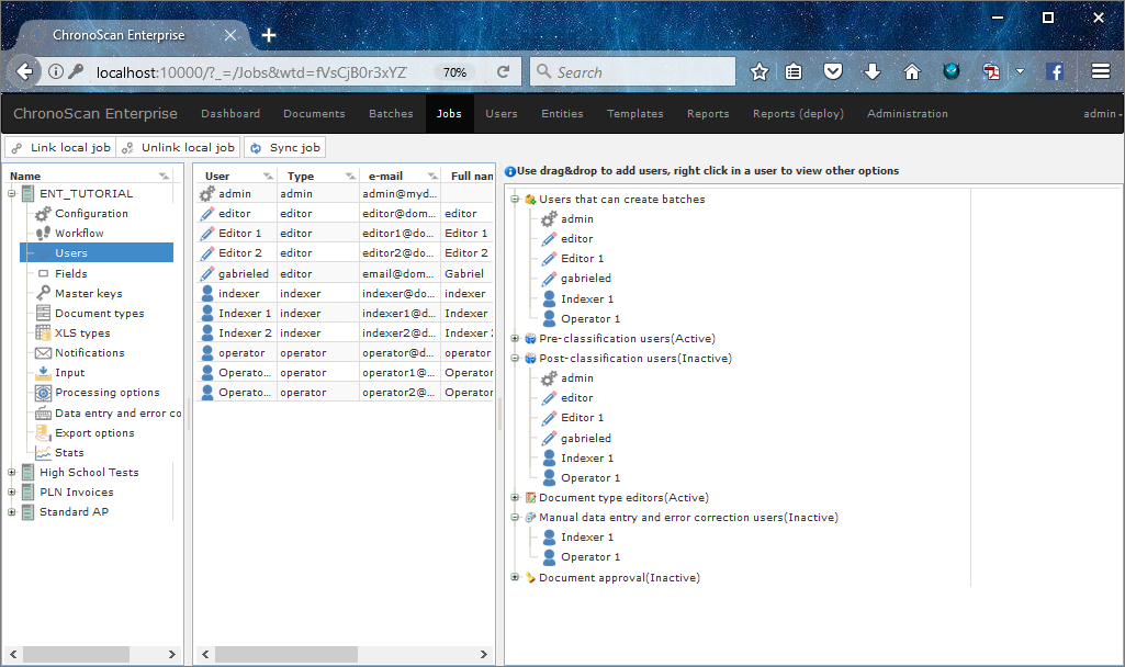 User Roles Screen